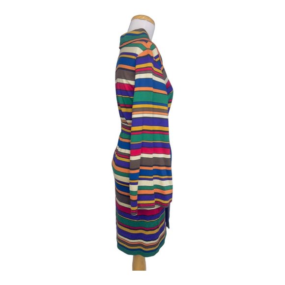 Sunny South Fashions of Dallas Striped Silk Knit Dress Vintage 1970s Rainbow - Picture 3 of 12